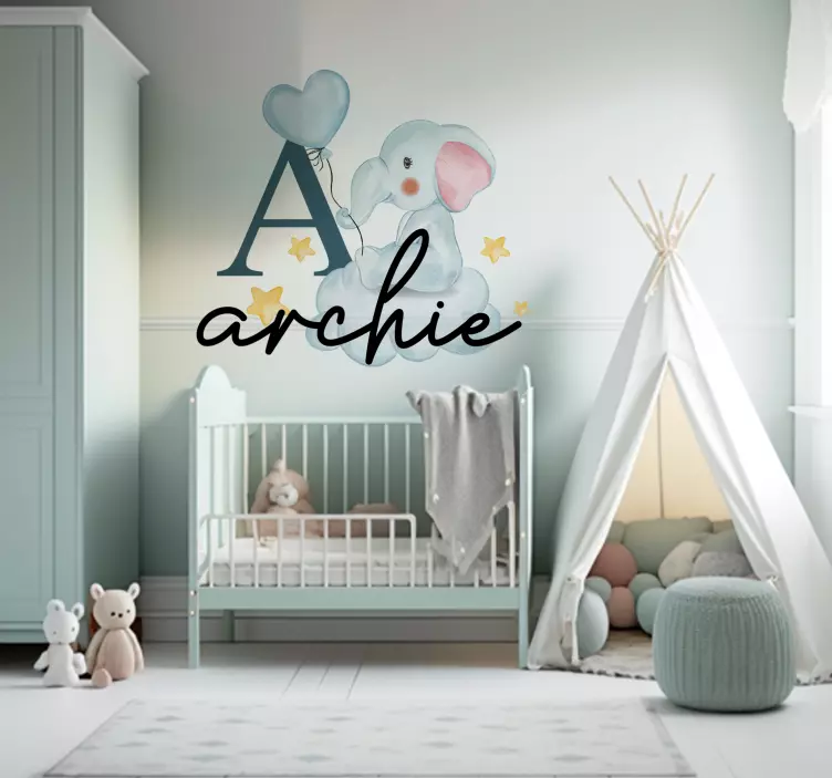 버블 코끼리 초기 야생 동물 벽 데칼 - TenStickers