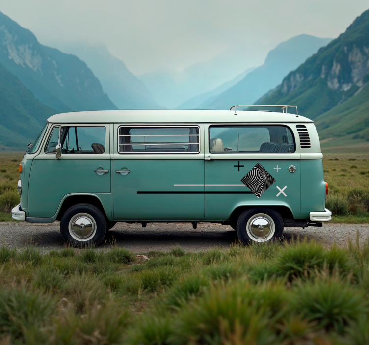 캐러밴 스티커 회색 줄무늬 - TenStickers