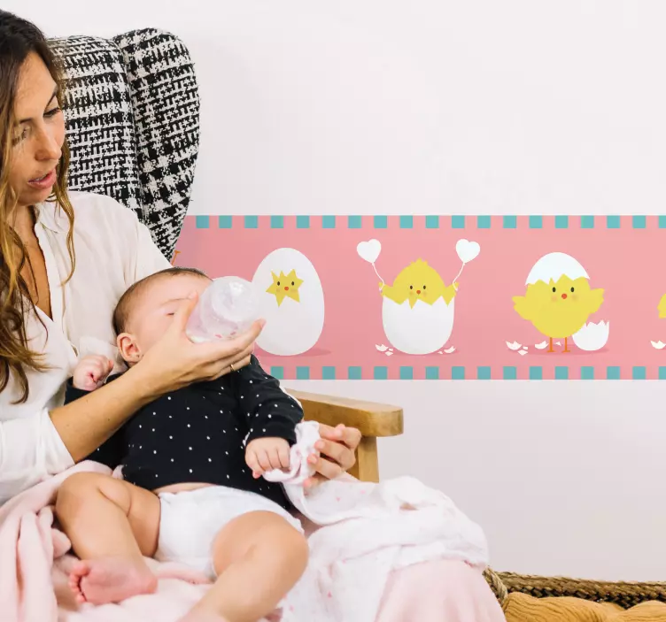 병아리 계란 벽 테두리 스티커 - TenStickers