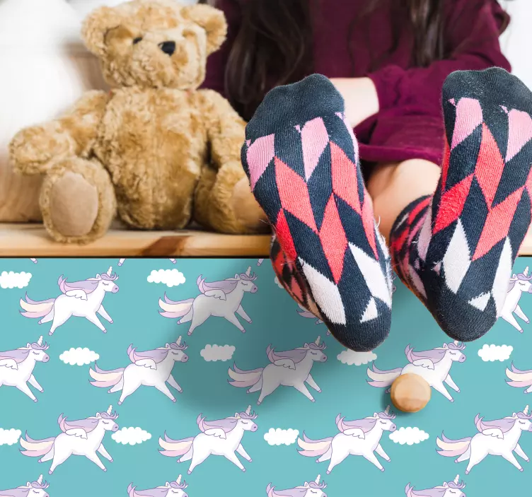 유치한 유니콘 패턴 가구 스티커 - TenStickers