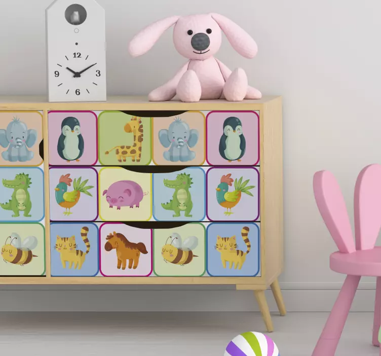 어린이 가구 동물 벽 데칼 - TenStickers