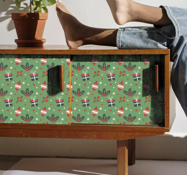 녹색 가구 데칼에 크리스마스 사탕 인쇄 - TenStickers