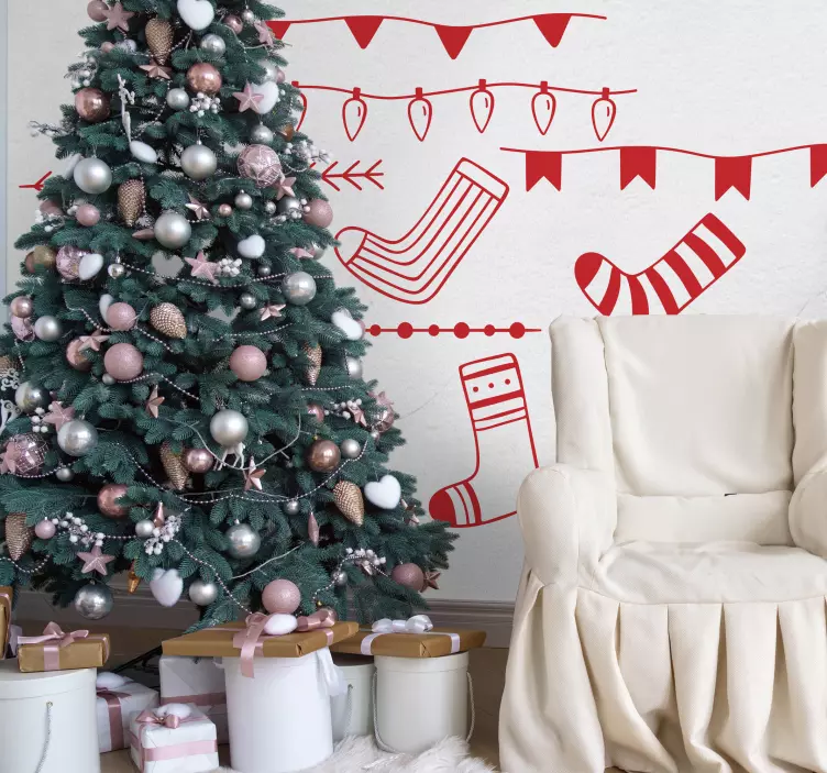 크리스마스 벽 스티커 축제 휴일 패턴 - TenStickers