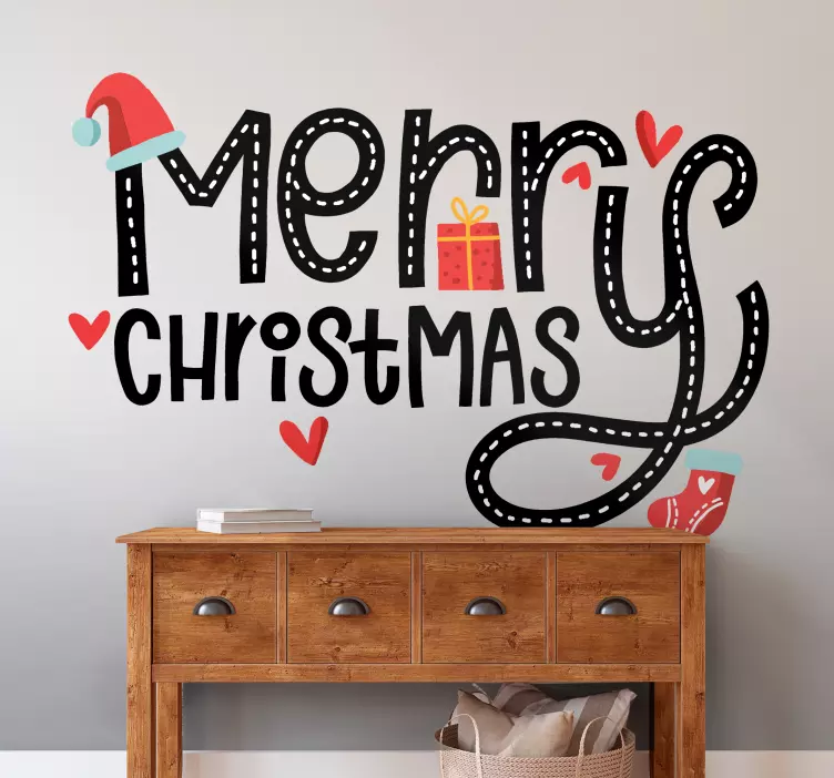 크리스마스 벽 스티커 즐거운 연휴 인사 - TenStickers
