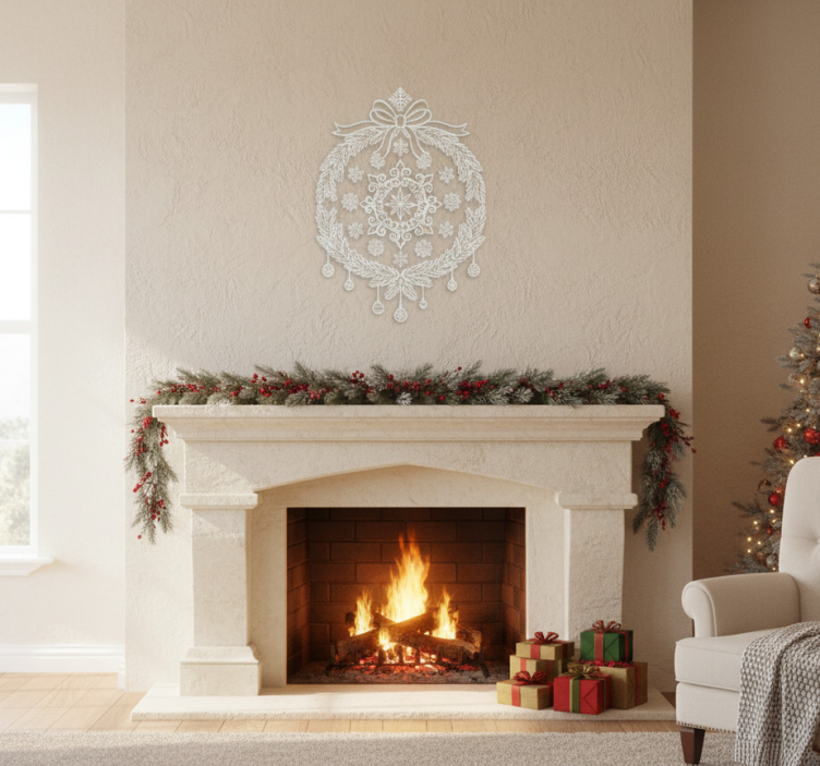크리스마스 벽 스티커 흰색 창 장식 스티커 - TenStickers