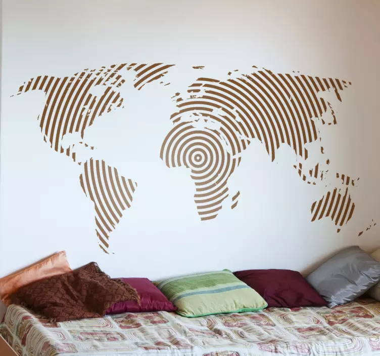 원형 라인 세계지도 스티커 - TenStickers