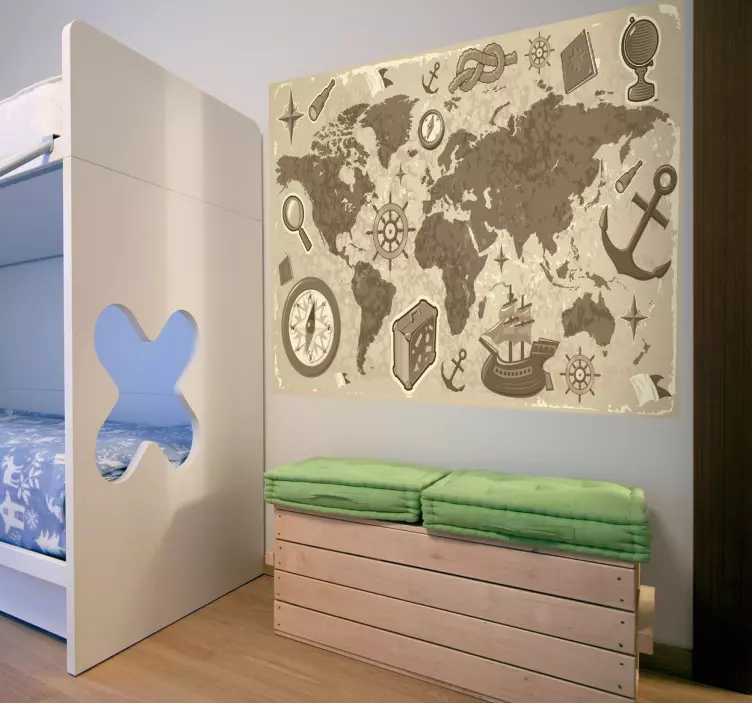 클래식 여행지도 아이 스티커 - TenStickers