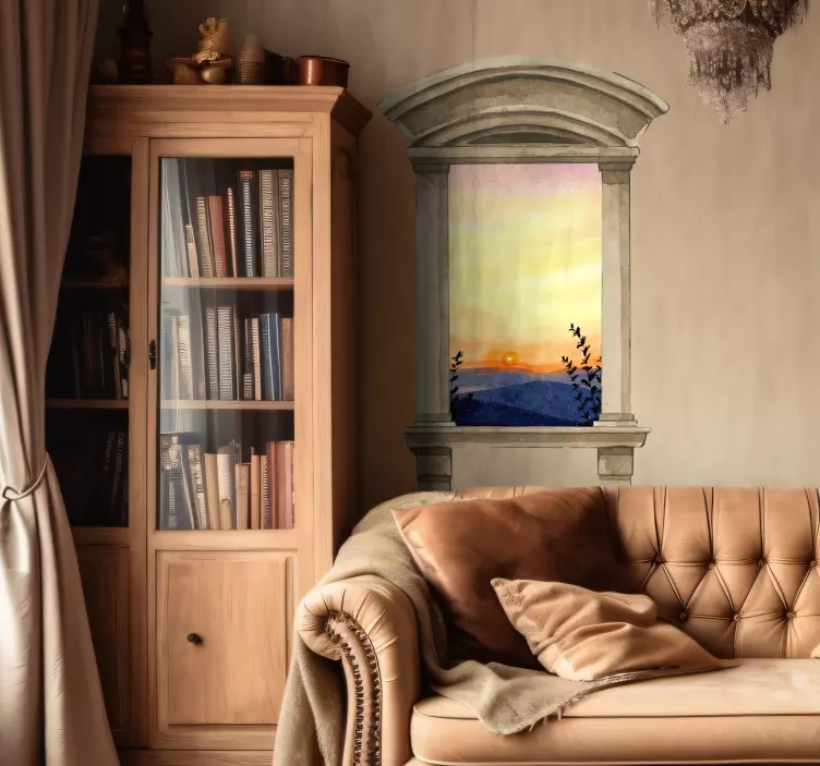 시각 효과 벽 스티커 클래식 창 수채화 마감 - TenStickers