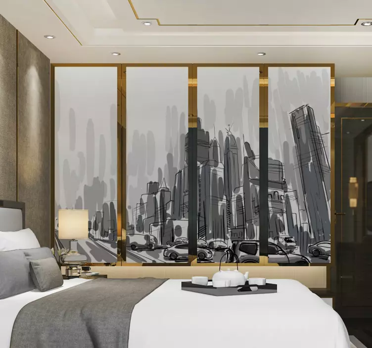 옷장 문 도시 조경 가구 스티커 - TenStickers