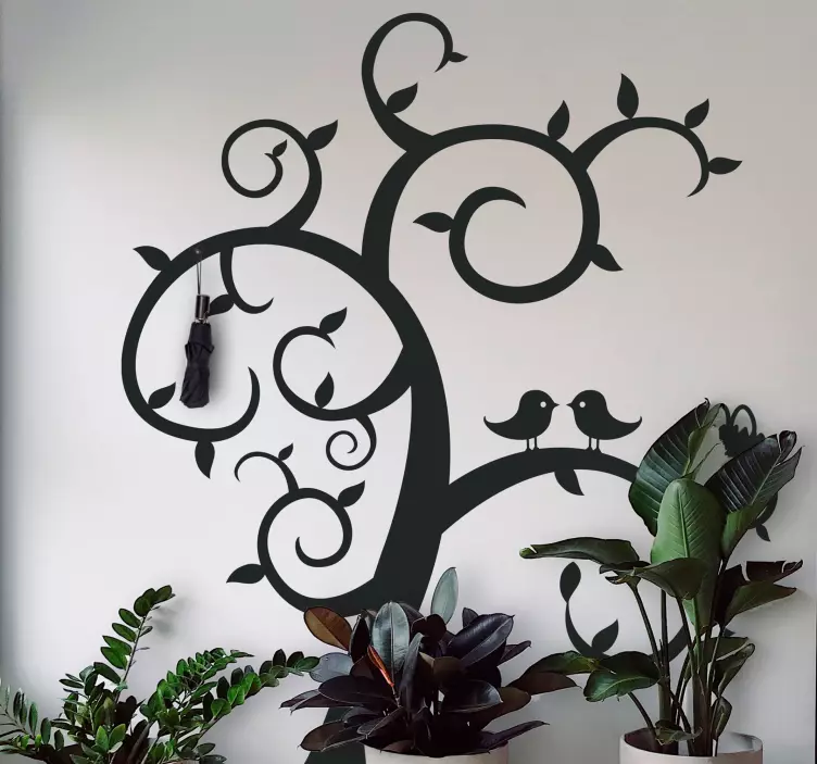 옷걸이 스티커 나무 위의 새들 - TenStickers