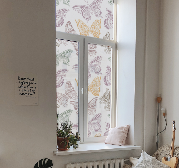 컬러 장식 나비 창 스티커 - TenStickers