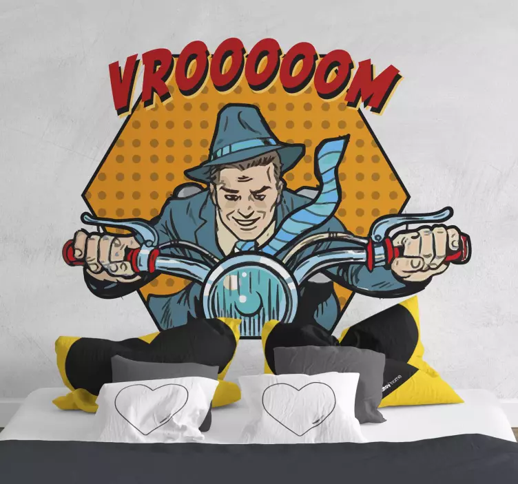 텍스트 오토바이 스티커와 함께 만화 텍스처 - TenStickers