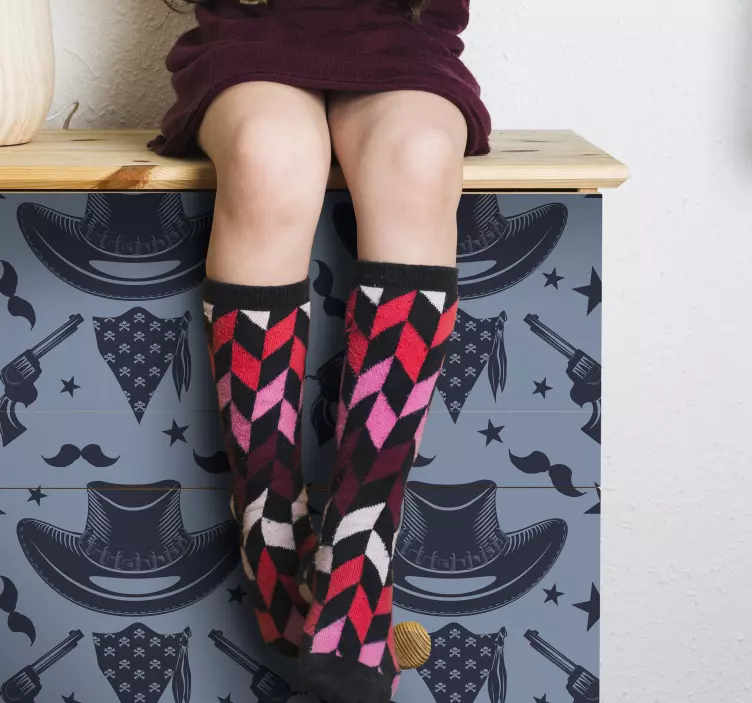 카우보이 모자, 무리 및 리볼버 가구 데칼 - TenStickers