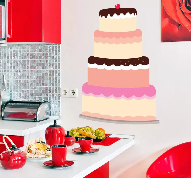 벽 스티커 요리 레이어드 케이크 디자인 - TenStickers