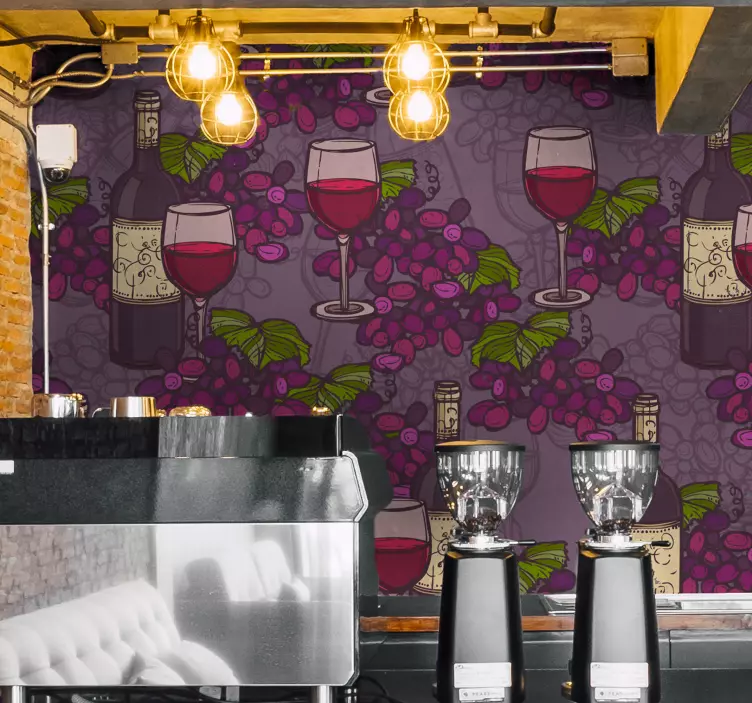 벽 스티커 요리 와인잔 패턴 - TenStickers