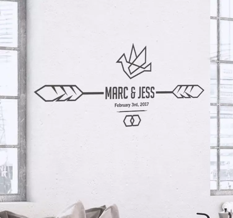 맞춤형 현대 웨딩 사인 스티커 - TenStickers