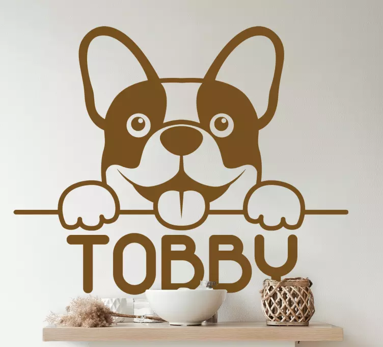 귀여운 단색 강아지 엿보기 비닐 데칼 - TenStickers