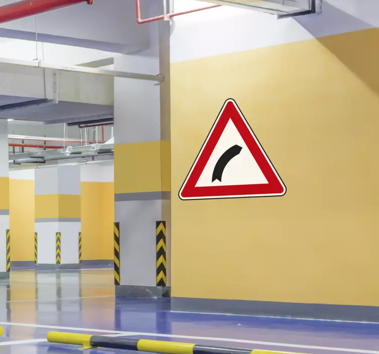 위험한 곡선 경고 표시 스티커 - TenStickers