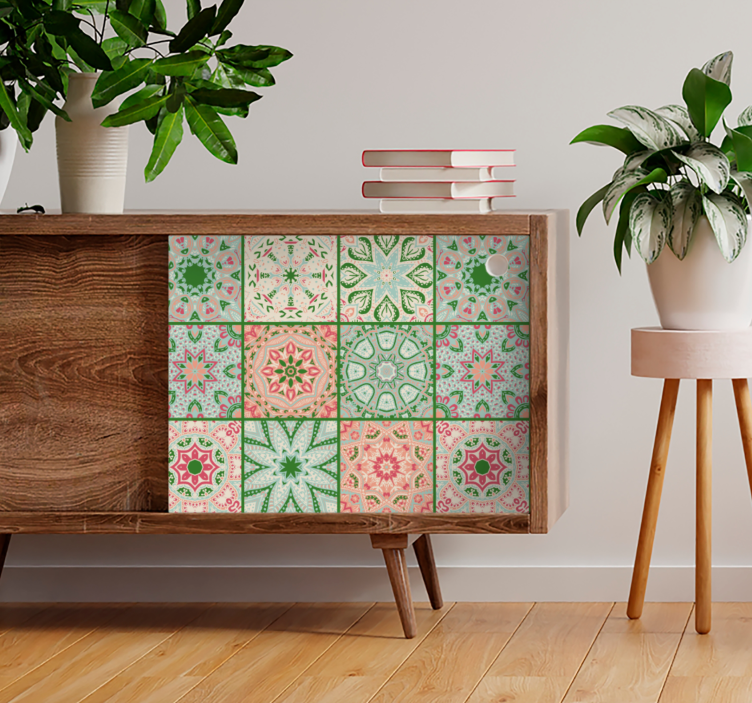 장식 벽 스티커 다채로운 패턴 타일 - TenStickers