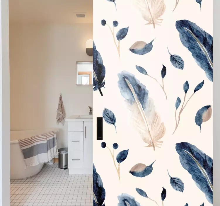 문 스티커 우아한 잎사귀 패턴 - TenStickers