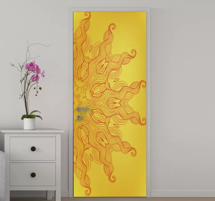 문 스티커 빛나는 태양 광선 패턴 - TenStickers