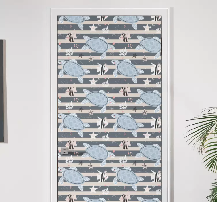 문 스티커 거북이 패턴 디자인 - TenStickers