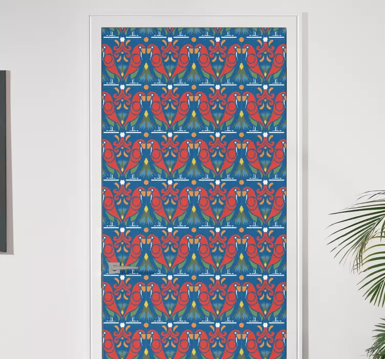 문 스티커 화려한 조류 모티프 - TenStickers