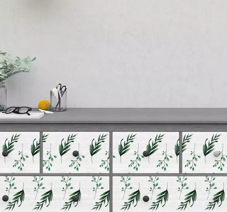 유칼립투스 패턴 가구 스티커 - TenStickers