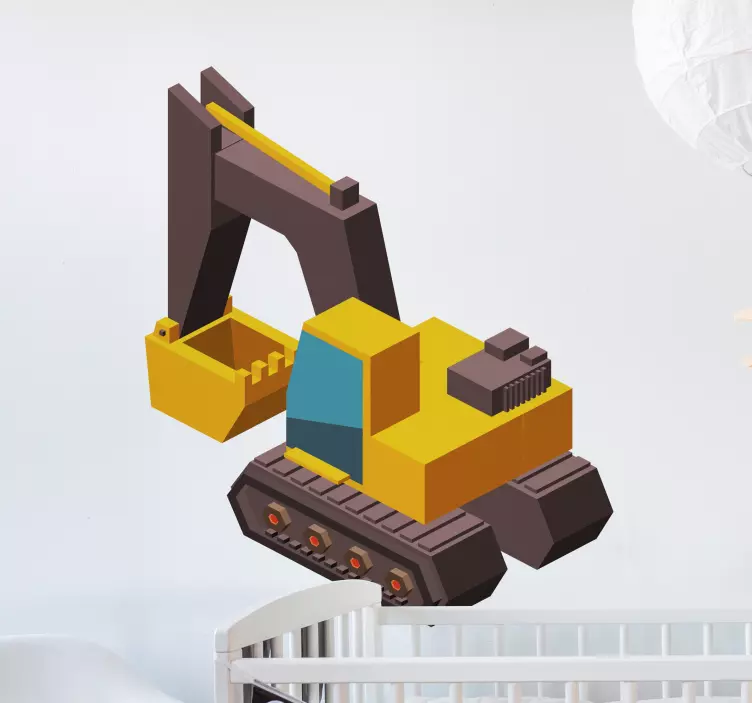 굴삭기 3d 모델 키즈 기계 장난감 스티커 - TenStickers