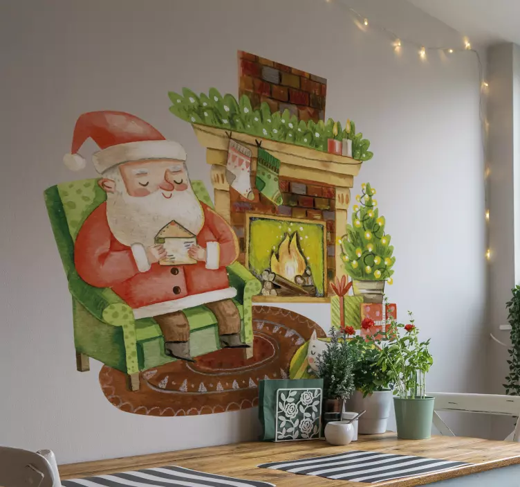 벽난로 아버지 크리스마스 데칼 스티커 - TenStickers