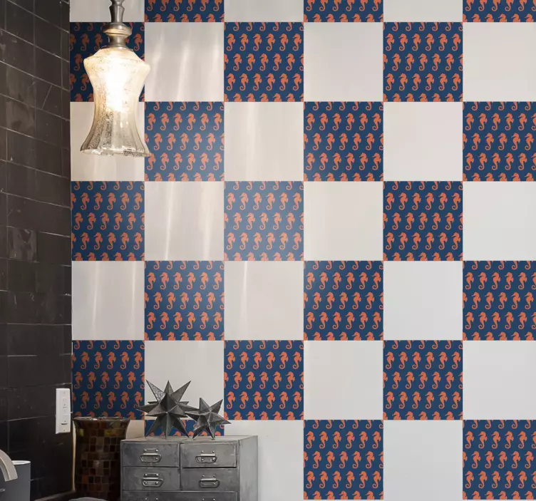 물고기 스티커 해마 패턴 디자인 - TenStickers