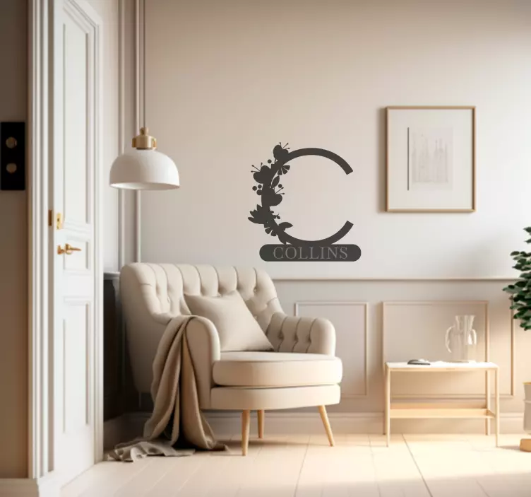 꽃 이니셜 이름 맞춤 스티커 - TenStickers