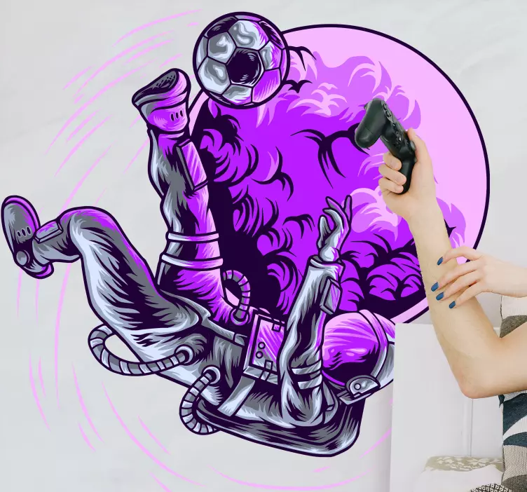 축구 벽 스티커 우주인이 공을 차는 모습 - TenStickers