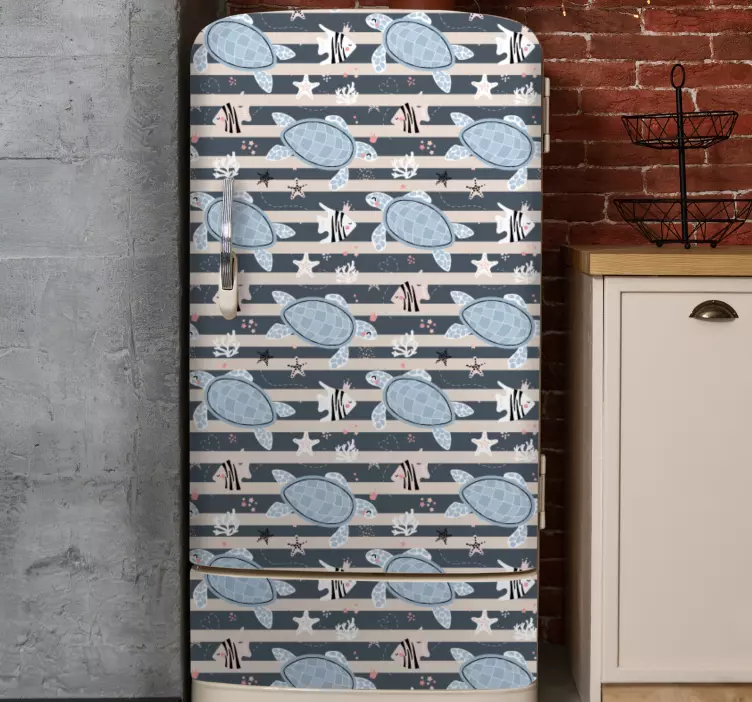 냉장고 스티커 거북이 줄무늬 패턴 - TenStickers