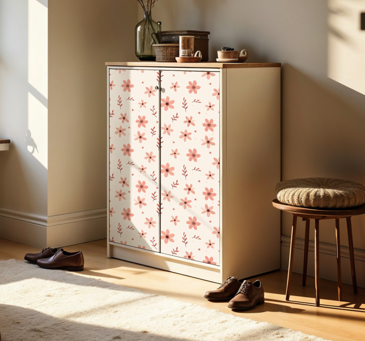 가구 스티커 베이지색 꽃 - TenStickers