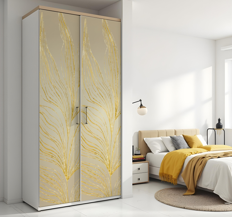 가구 스티커 큰 황금빛 효과 잎 - TenStickers