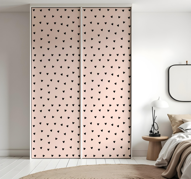가구 스티커 검은색 하트 패턴 - TenStickers