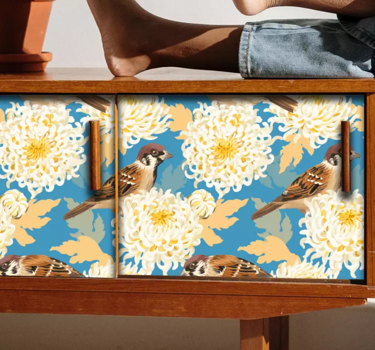 가구 스티커 국화와 새 디자인 - TenStickers