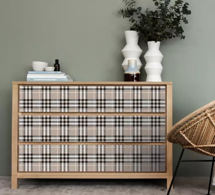 가구 스티커 체크 패턴 오버레이 - TenStickers