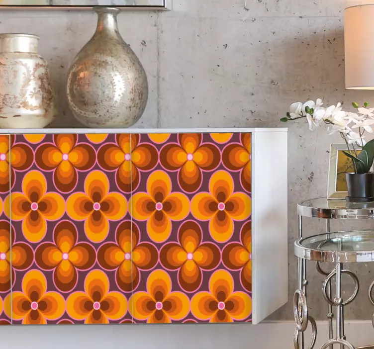 가구 스티커 복고풍 꽃무늬 - TenStickers