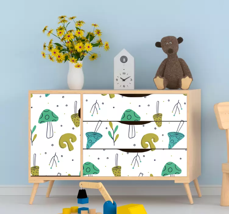 가구 스티커 생동감 넘치는 버섯 패턴 - TenStickers