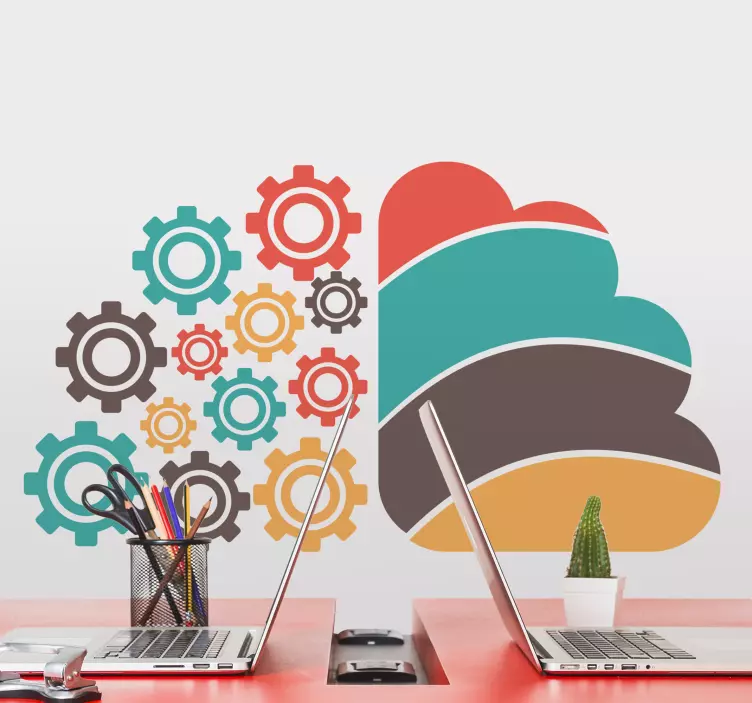 모양의 벽 스티커 다채로운 기어 패턴 - TenStickers