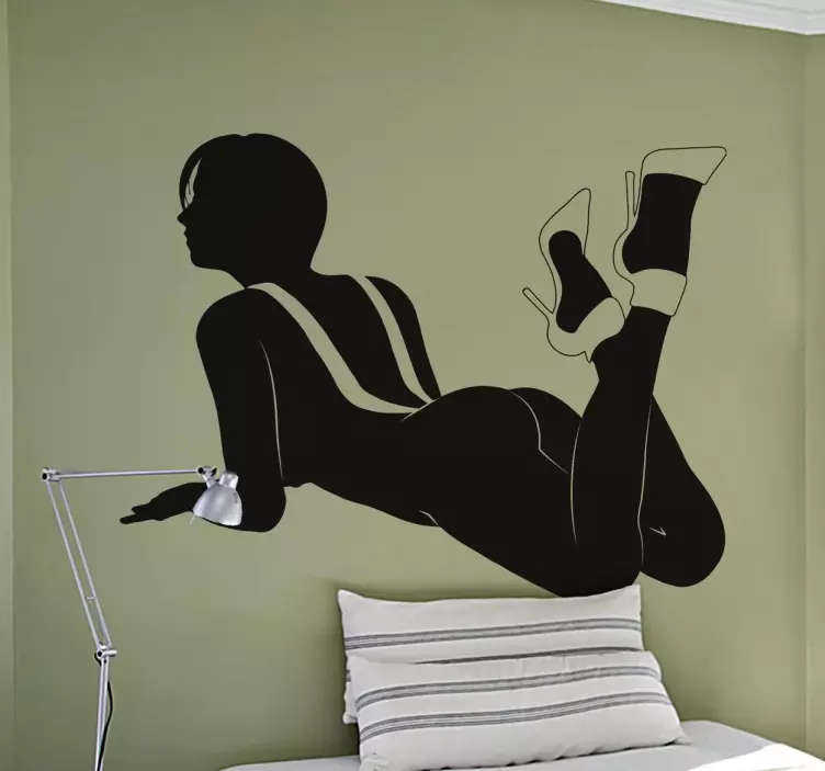 멜빵 실루엣 소녀 스티커 - TenStickers