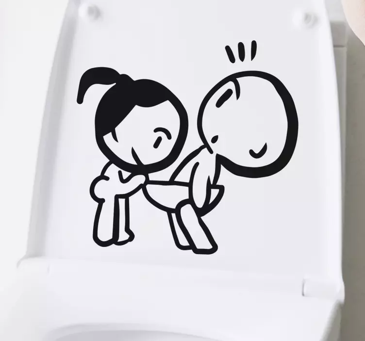 소녀 엿보기 소년 화장실 벽 스티커 - TenStickers