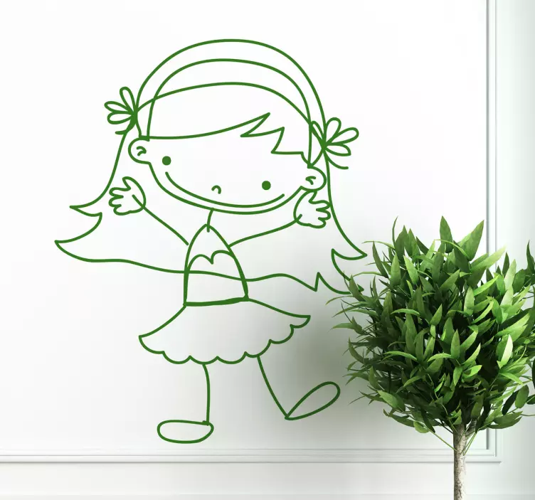 소녀를 흔들며 스티커 - TenStickers