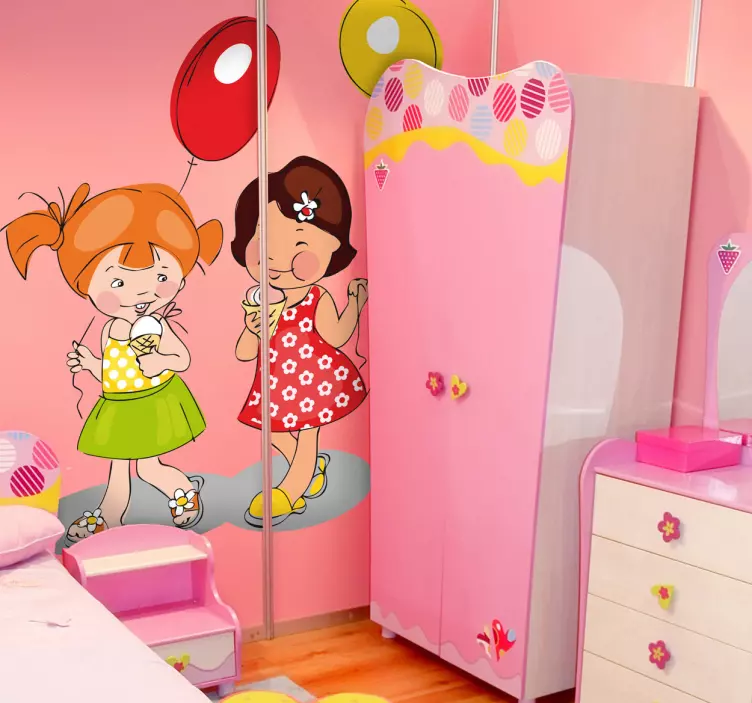 여자, ballons & 아이스크림 키즈 스티커 - TenStickers