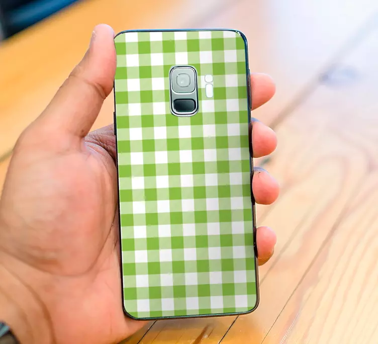 녹색 체크 격자 무늬 디자인 삼성 스티커 - TenStickers