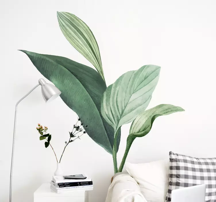 녹색 그린 열대 잎 식물 벽 스티커 - TenStickers