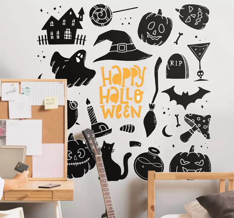 할로윈 벽 스티커 유령과 괴물 요소 - TenStickers