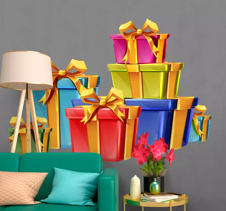 휴일 및 축제 벽 스티커 다채로운 선물 상자 - TenStickers